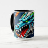 Old School Pickleball Dragon blue mug Mok (Voorkant links)