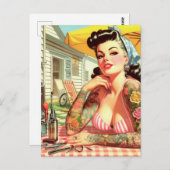 Old School Pin-up Briefkaart (Voorkant / Achterkant)