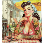  Old School Pin-up Douchegordijn (Voorkant)