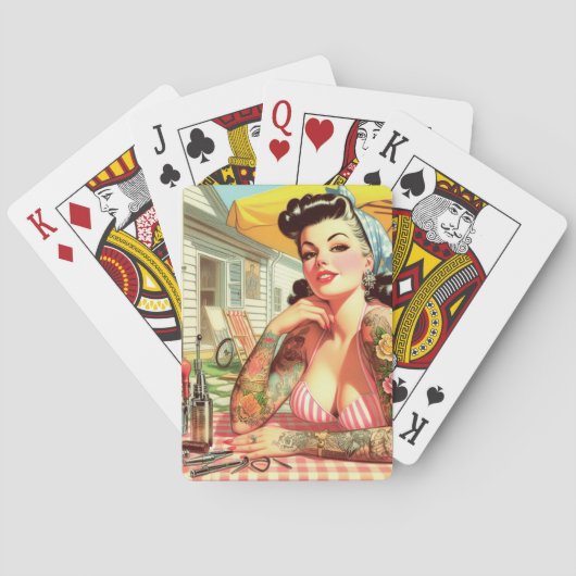  Old School Pin-up Pokerkaarten (Achterkant)