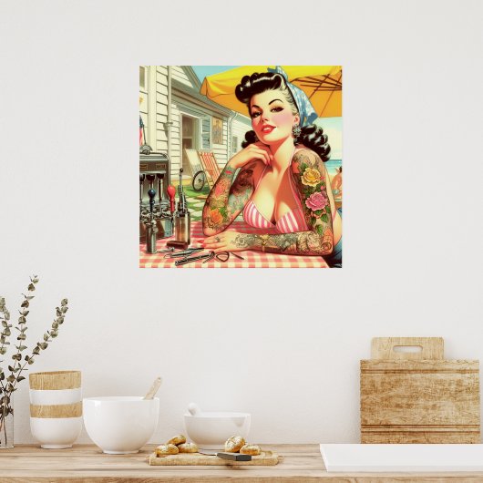 Old School Pin-up Poster (Keuken)