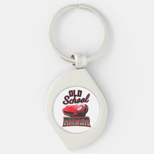 Old School Racer Logo Button Sleutelhanger (Voorkant)