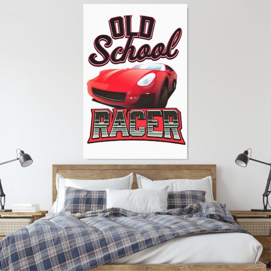 Old School Racer Logo Canvas Afdruk (Insitu (Slaapkamer))