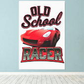 Old School Racer Logo Canvas Afdruk (Insitu (Houten vloer))
