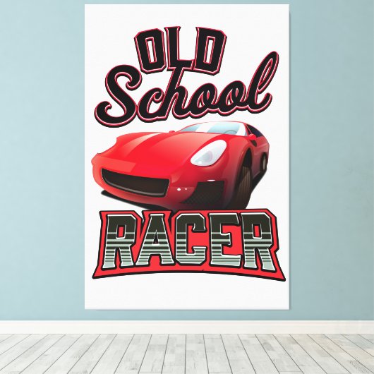 Old School Racer Logo Canvas Afdruk (Insitu (Houten vloer))