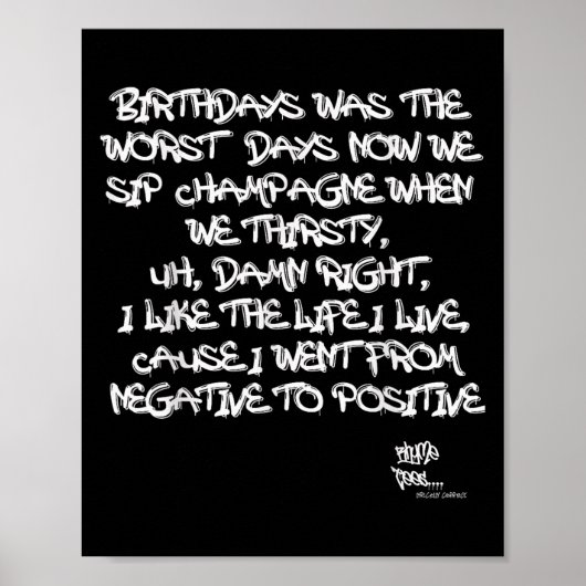 Old School Rap Hip Hop Merch Juicy Positief Quote Poster (Voorkant)