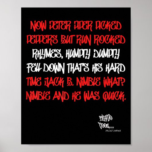 Old School Rap Hip Hop Peter Piper Quote 80s D M C Poster (Voorkant)