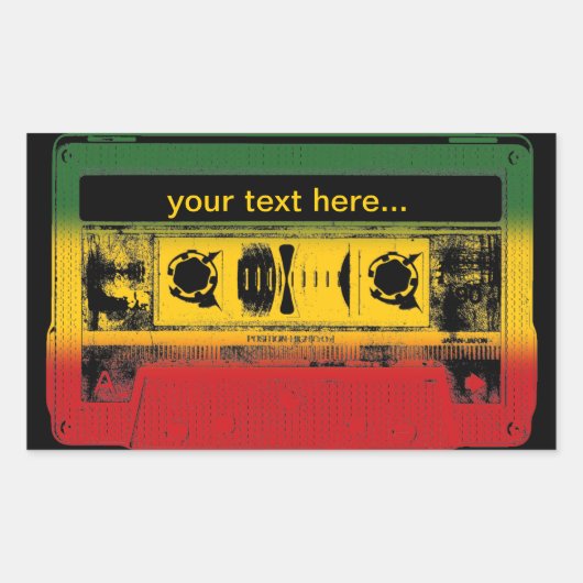 Old School Reggae Cassette Rechthoekige Sticker (Voorkant)