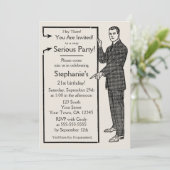 Old School Retro Guy Uitnodiging (Staand voorkant)