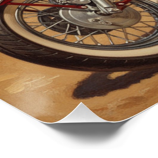 old school Retro Pin-up meisje op motor Perfect Poster (Hoek)