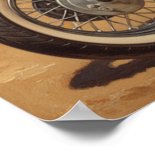 old school Retro Pin-up meisje op motor Poster (Hoek)