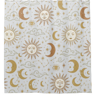 Old school retro stars and constelations design douchegordijn