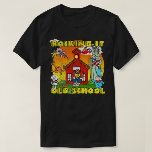 Old School Rock distressed nondistressed ook gebru T-shirt (Design voorkant)