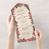 Old School Roos Tattoo Kunst All In One Uitnodiging (Afscheurbaar)