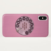 Old School Rotary Dial Telefoon Roze Case-Mate iPhone Case (Achterkant (horizontaal))