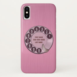 Old School Rotary Dial Telefoon Roze Case-Mate iPhone Case