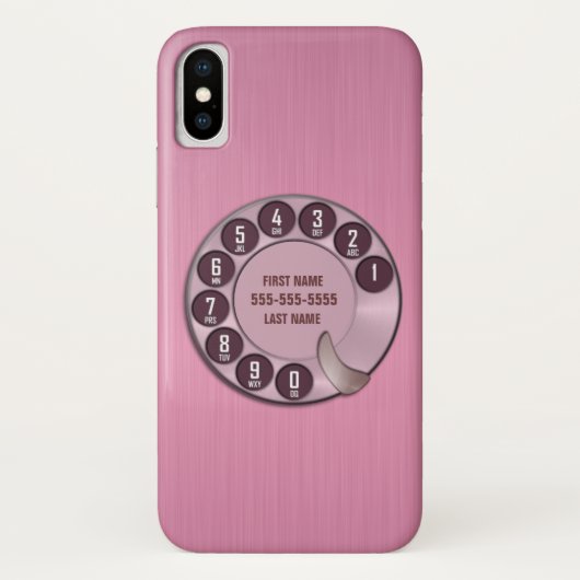 Old School Rotary Dial Telefoon Roze Case-Mate iPhone Case (Achterkant)