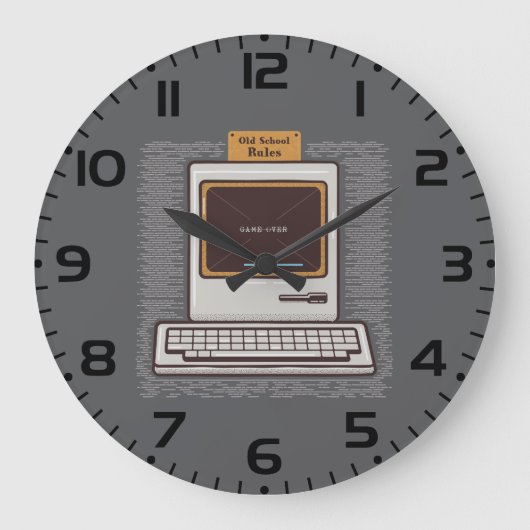 Old School Rules Retro Computer Game Over Grote Klok (Voorkant)