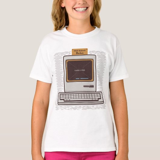 Old School Rules Retro Computer Game Over T-shirt (Voorkant)