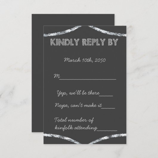 Old School Rustic Chalkboard Country Wedding RSVP (Voorkant / Achterkant)
