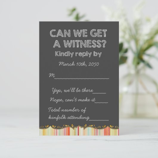 Old School Rustic Chalkboard Country Wedding RSVP (Staand voorkant)