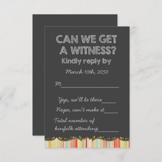 Old School Rustic Chalkboard Country Wedding RSVP (Voorkant / Achterkant)