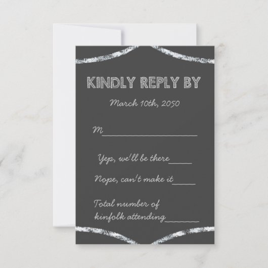 Old School Rustic Chalkboard Country Wedding RSVP (Voorkant)