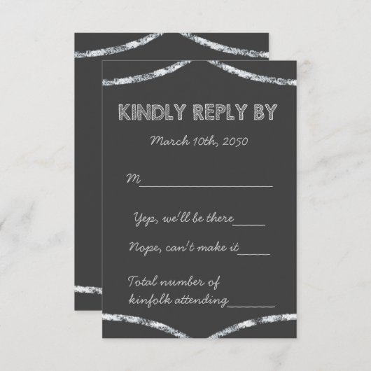 Old School Rustic Chalkboard Country Wedding RSVP (Voorkant / Achterkant)
