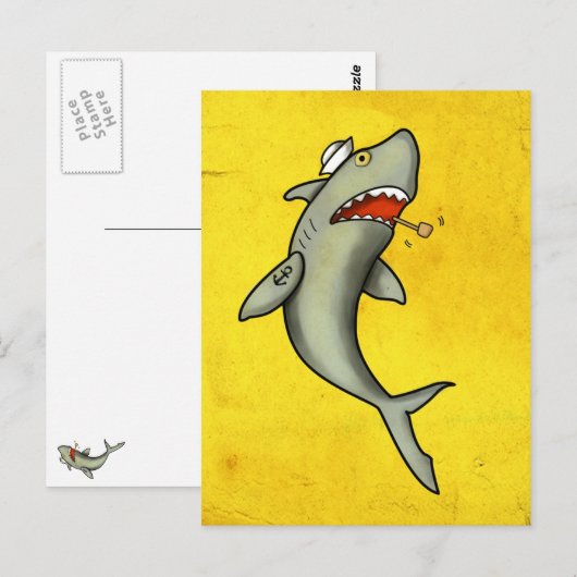 Old School Sailor Shark Briefkaart (Voorkant / Achterkant)
