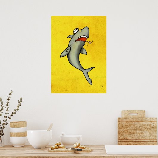 Old School Sailor Shark Poster (Keuken)