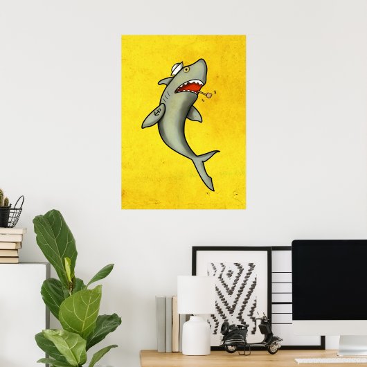 Old School Sailor Shark Poster (Thuiskantoor)