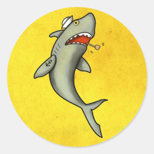 Old School Sailor Shark Ronde Sticker