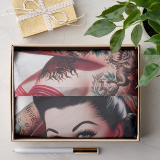 Old School Schattige Tattoo Pin-up Tissuepapier (Geschenk)