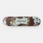 Old School Skateboard Hawaiian Blue Flowers (Horizontaal)