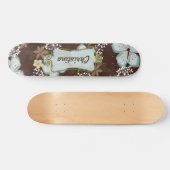 Old School Skateboard Hawaiian Blue Flowers (Horizontaal)