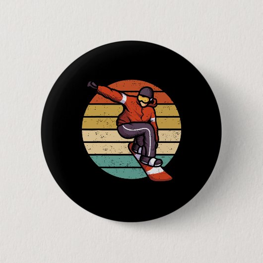 Old School Snowboarden - Snowboard Ronde Button 5,7 Cm (Voorkant)