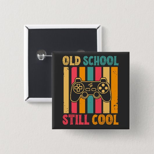 Old School Still Cool Retro Gamer Vierkante Button 5,1 Cm (Voorkant /achterkant)