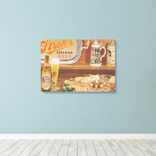 Old school stroh's bier canvas kunst (Insitu (Houten vloer))