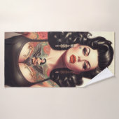 Old School Tattoo Girl Badhanddoek (Badhanddoek)