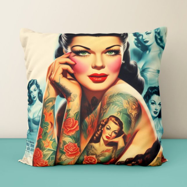 Old School Tattoo Girl Kussen (Creator heeft geüpload)