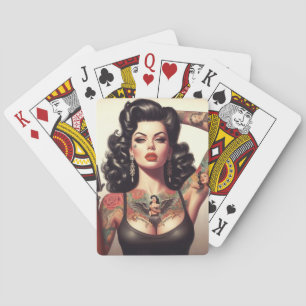 Old School Tattoo Girl Pokerkaarten