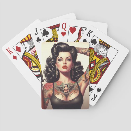 Old School Tattoo Girl Pokerkaarten (Achterkant)