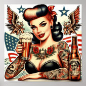 Old School Tattoo Girl Poster (Voorkant)