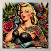 Old School Tattoo Girl Poster (Voorkant)