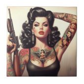Old School Tattoo Girl Tegeltje (Voorkant)