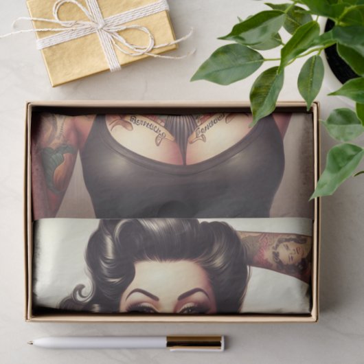 Old School Tattoo Girl Tissuepapier (Geschenk)