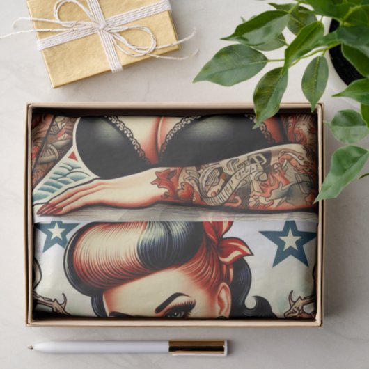 Old School Tattoo Girl Tissuepapier (Geschenk)