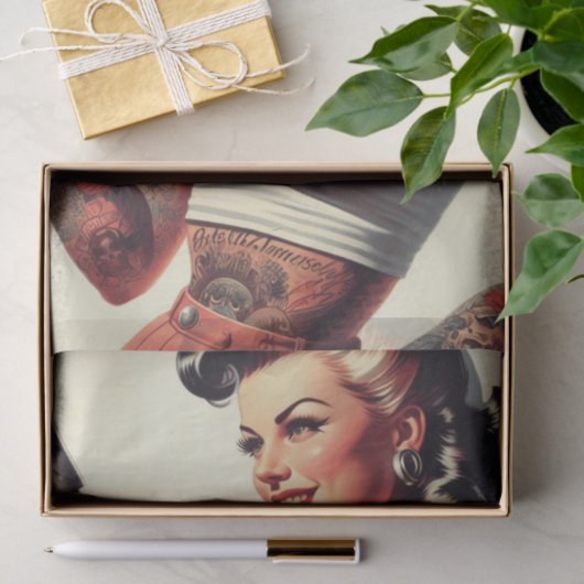 Old School Tattoo Hot Girl Tissuepapier (Geschenk)