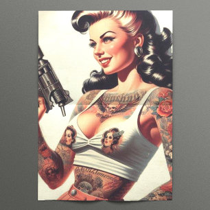 Old School Tattoo Hot Girl Tissuepapier