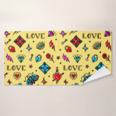 Old School Tattoo Love Pattern Badhanddoek (Badhanddoek)